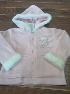 Park Bench Kids Sz 12 Mons Y2k Vintage Faux Fur Hoodie Sherpa Pink Cat
